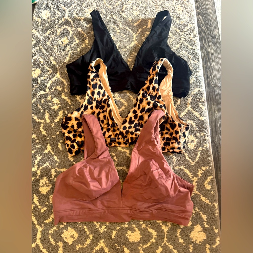 Victoria’s Secret Bralettes - Black, Leopard, and Mauve XL set of 3